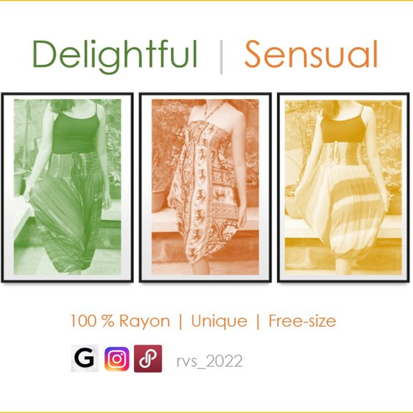 (C4)100%Rayon Harem Pants (Tridents around Circle) - Picture 3 of 3